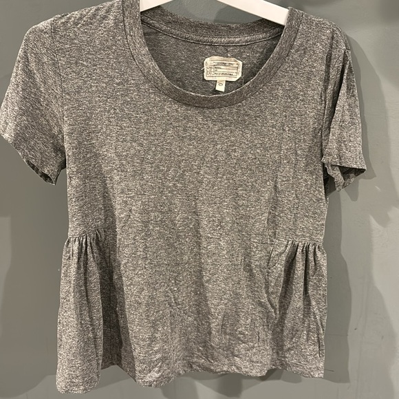 Current/Elliott Size 0/XS Gray Scoop Neck Peplum Ruffle Tee - Picture 4 of 5